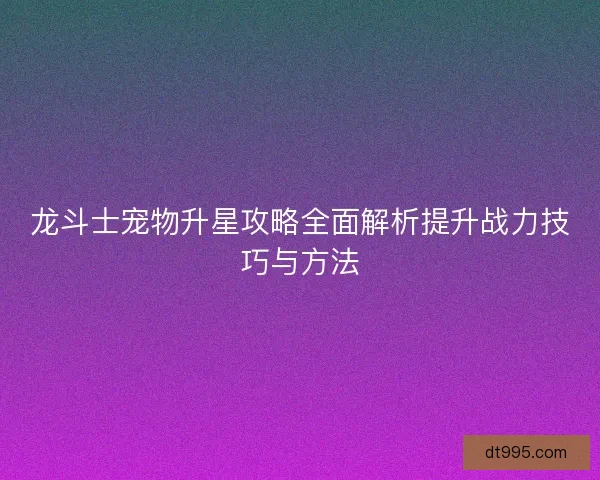 龙斗士宠物升星攻略全面解析提升战力技巧与方法