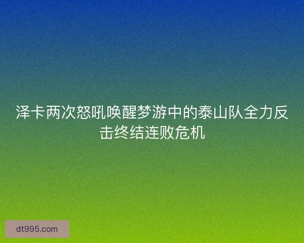 泽卡两次怒吼唤醒梦游中的泰山队全力反击终结连败危机