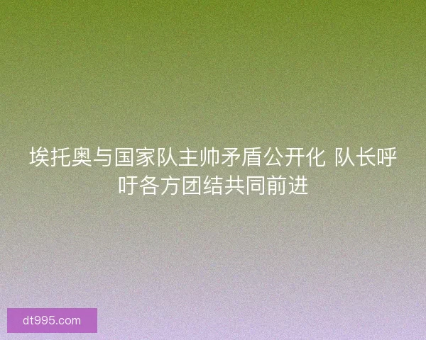 埃托奥与国家队主帅矛盾公开化 队长呼吁各方团结共同前进